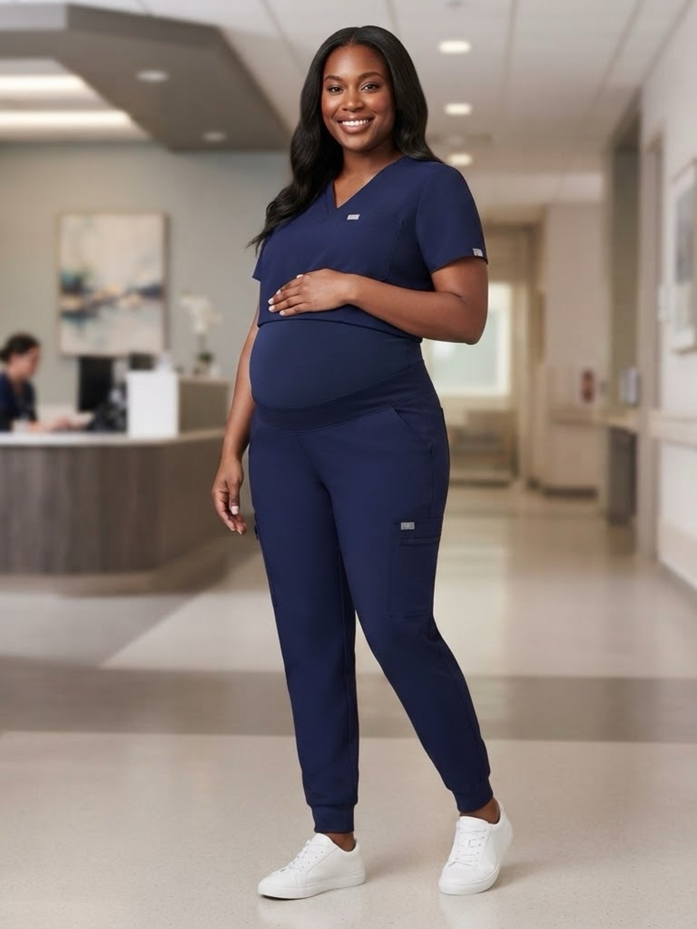Technical Collection Zamora Maternity Jogger Scrub Pant Navy Blue XXL